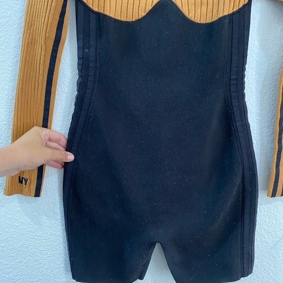 Ivy Park x Adidas Corset Playsuit Black Mesa Drip 2 Ribbed Knit Striped SZ S - Picture 4 of 11